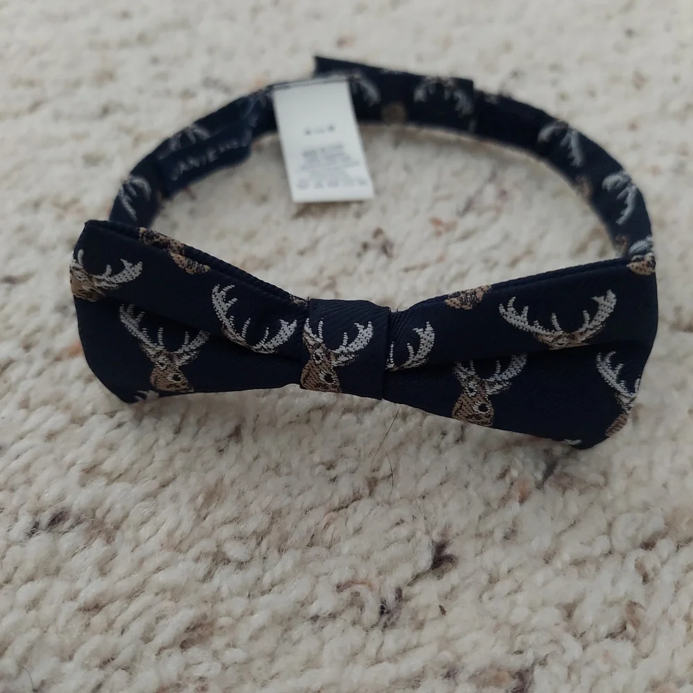 Janie and Jack Navy blue BOW TIE REINDEER deer boy 4 to 8